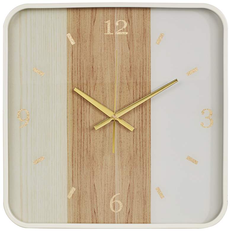 Fitzroy Painted Wood and White 17 1/4 inch Square Wall Clock