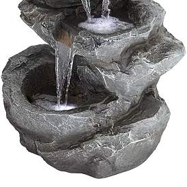 Image2 of Five Bowl 40 1/2" High Gray Resin Fountain with LED Light more views