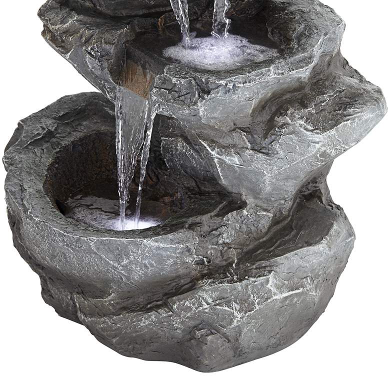 Image 3 Five Bowl 40 1/2" High Gray Resin Fountain with LED Light more views