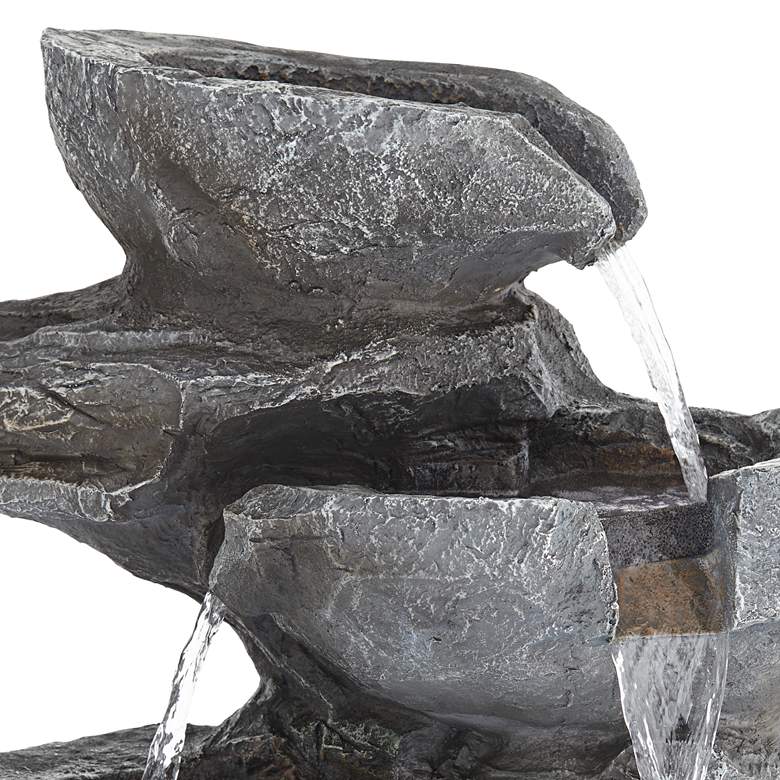 Image 4 Five Bowl 40 1/2" High Gray Resin Fountain with LED Light more views