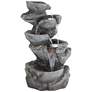 Five Bowl 40 1/2" High Gray Resin Fountain with LED Light