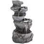 Five Bowl 40 1/2" High Gray Resin Fountain with LED Light