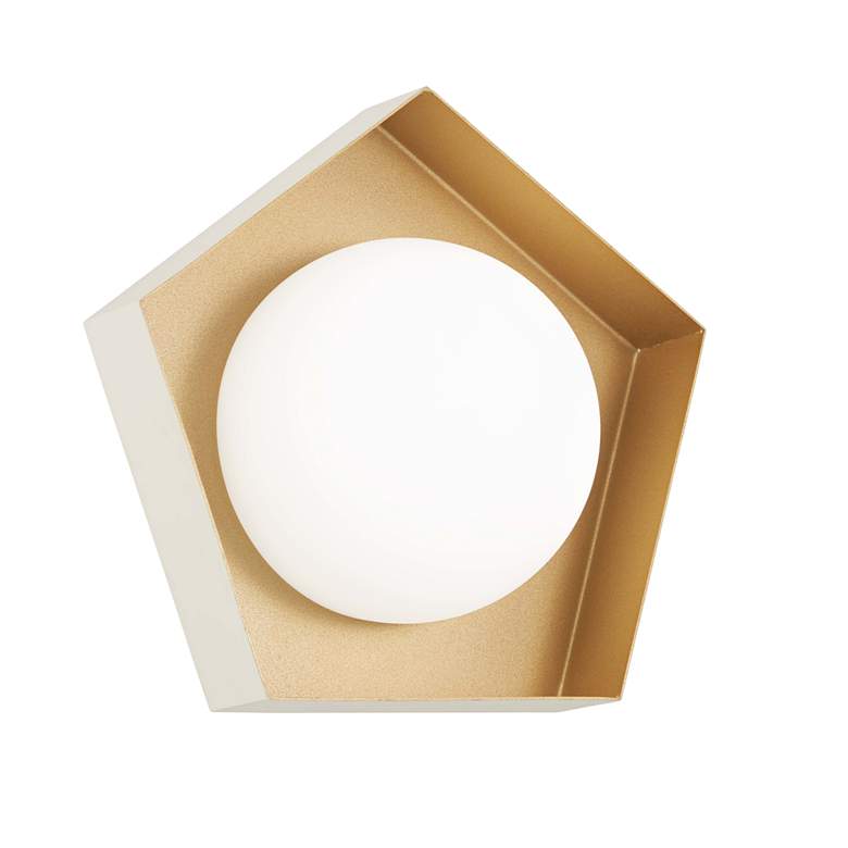 Image 1 Five-O 9" High Textured White and Gold Leaf LED Wall Sconce