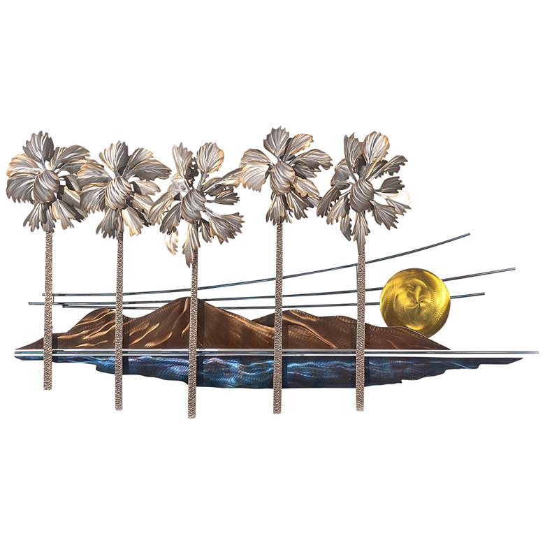Image 2 Five Palms 54" Wide Outdoor Metal Wall Art
