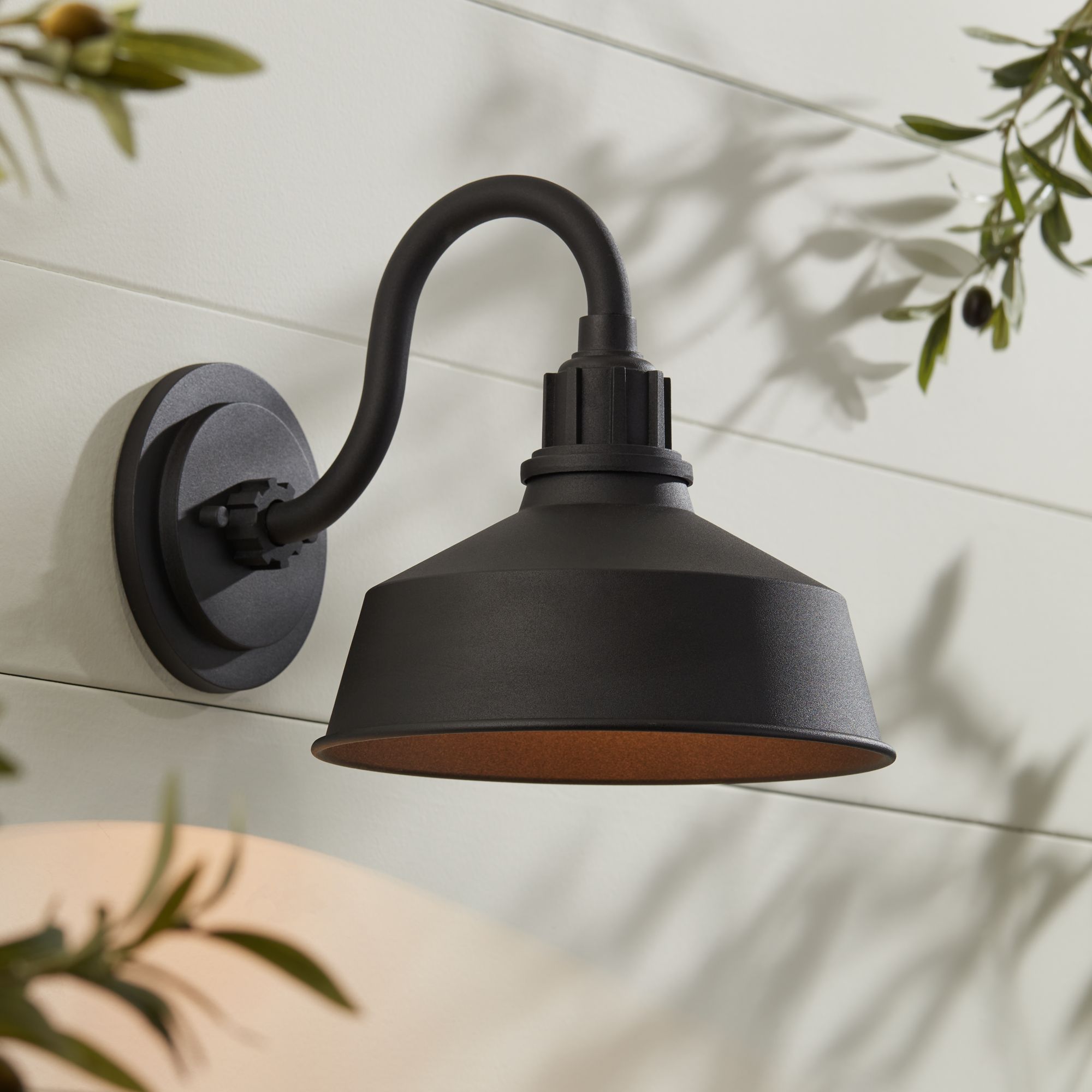 FIW Arnett 10" Wide Textured Black Outdoor Lights Set of 2