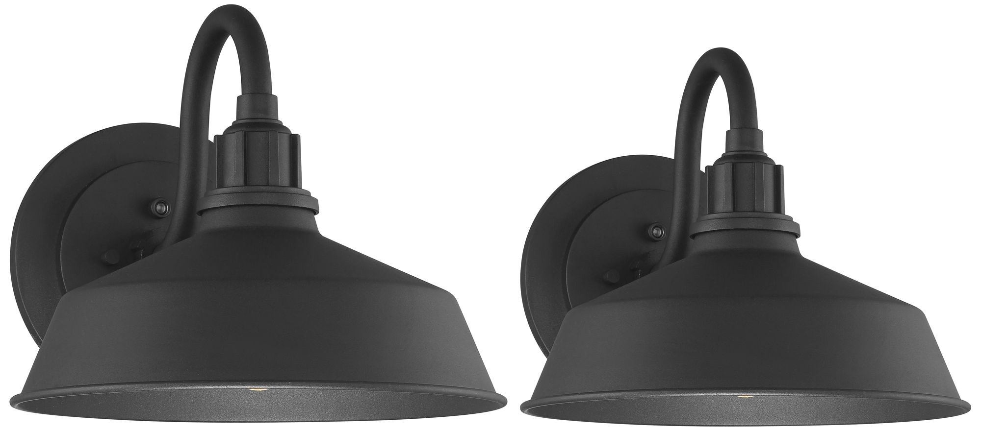 FIW Arnett 12 1/2" Wide Black Dusk-to-Dawn Outdoor Lights Set of 2