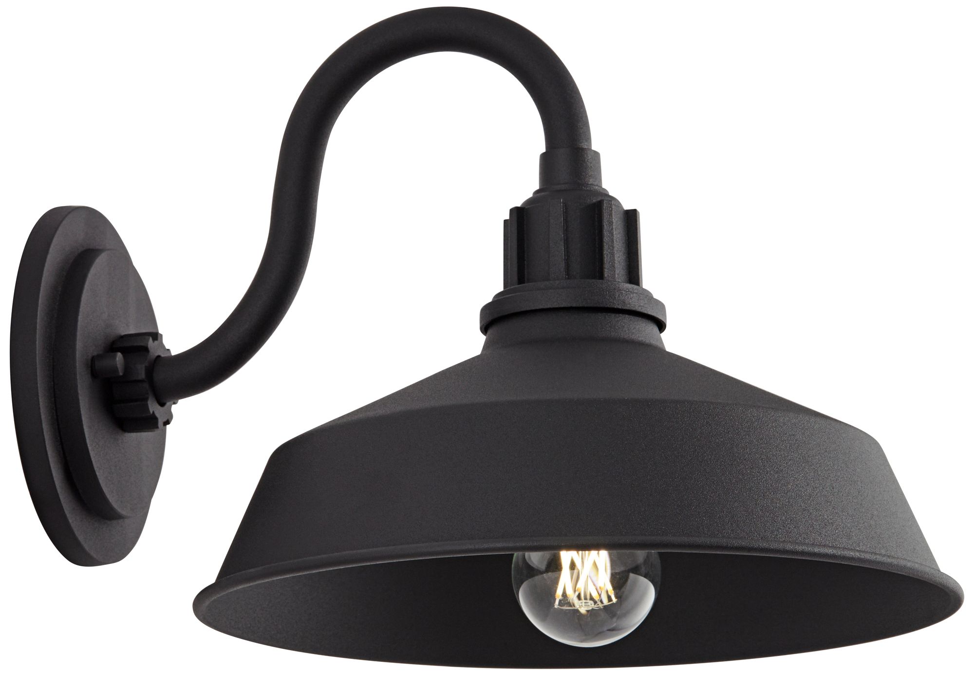 FIW Arnett 12" Wide Textured Black Barn Light Wall Sconce in scene