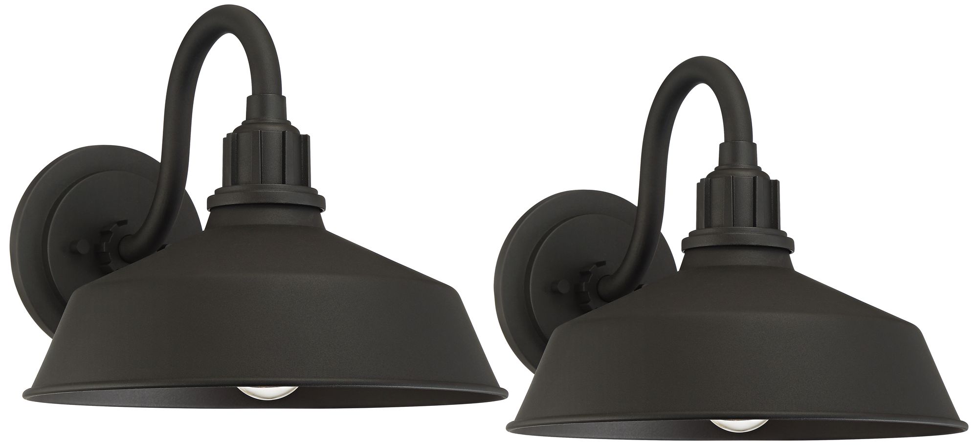 FIW Works Arnett 12 1/4" Wide Black Outdoor Barn Lights Set of 2
