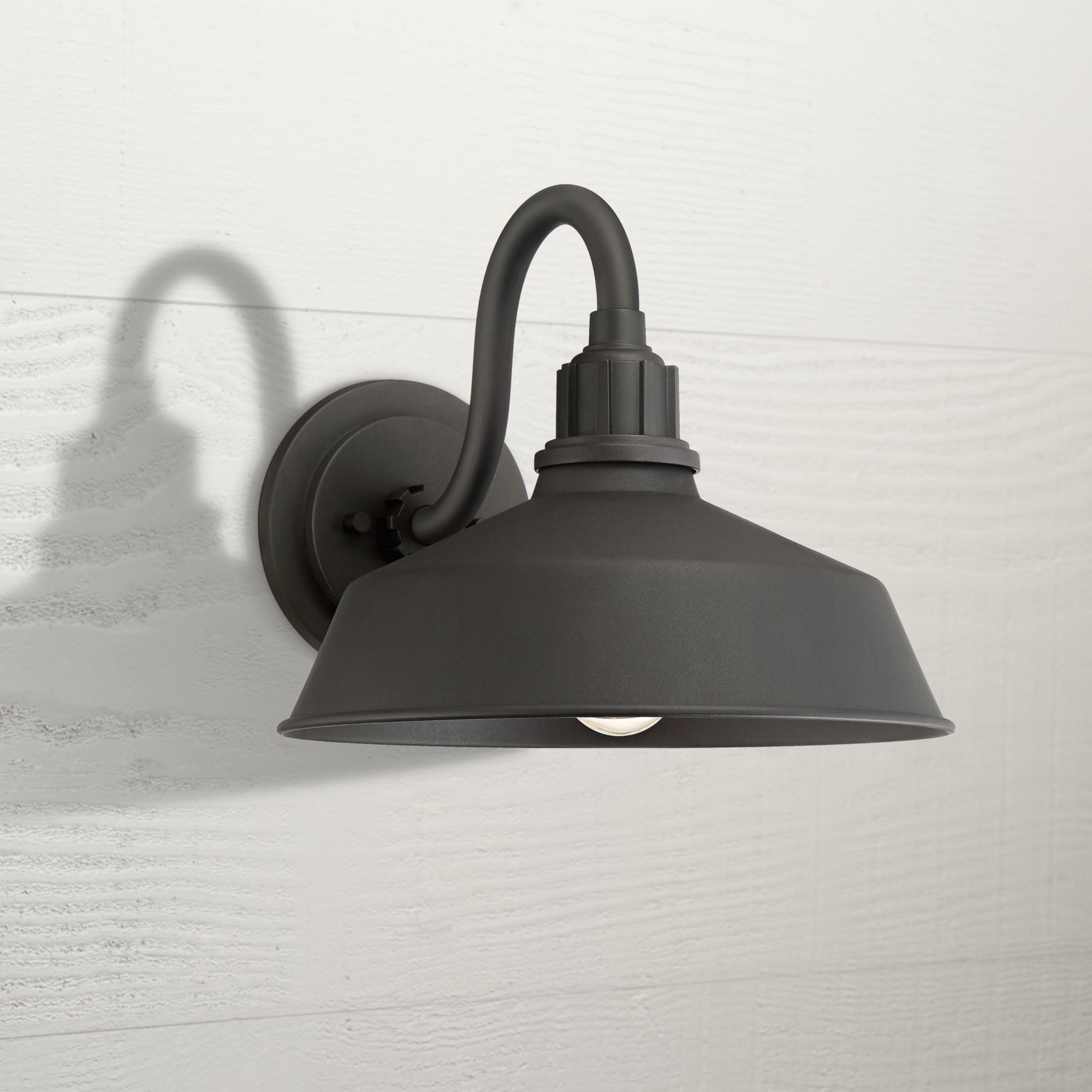 FIW Works Arnett 12 1/4" Wide Black Outdoor Barn Lights Set of 2