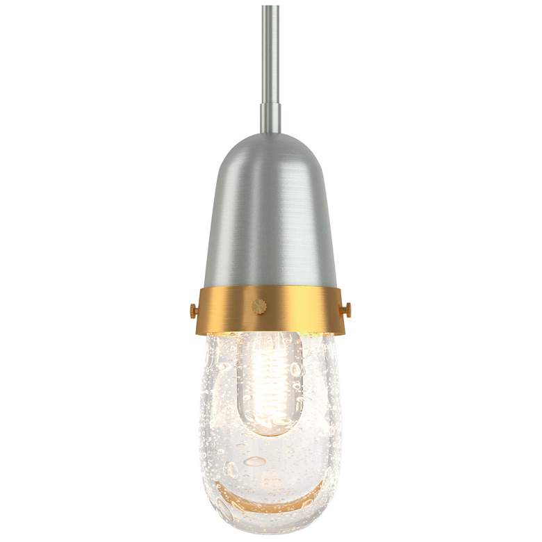 Image 1 Fizz 4.1 inchW Brass Accented  Mini-Pendant w/ Clear Bubble Glass Shade