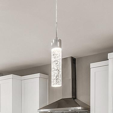 Fizz IV 6" Wide Chrome and Bubble Glass LED Mini Pendant