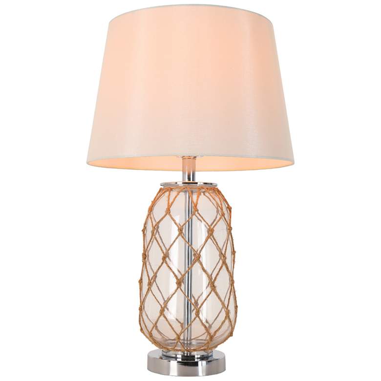 Image 1 Flabellum 1-Light Glass Woven Rope Coastal Table Lamps