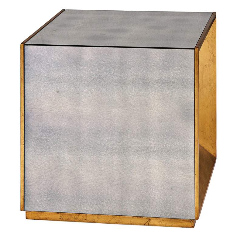 Image 4 Flair 20 inch Wide Gold and Mirror Modern Cube End Table more views