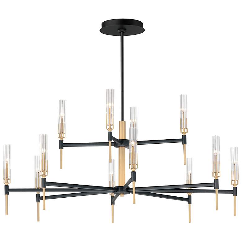 Image 2 Flambeau 48" Wide Black and Brass 12-Light LED Chandelier