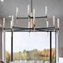 1_Flambeau 48" Wide Black and Brass 12-Light LED Chandelier