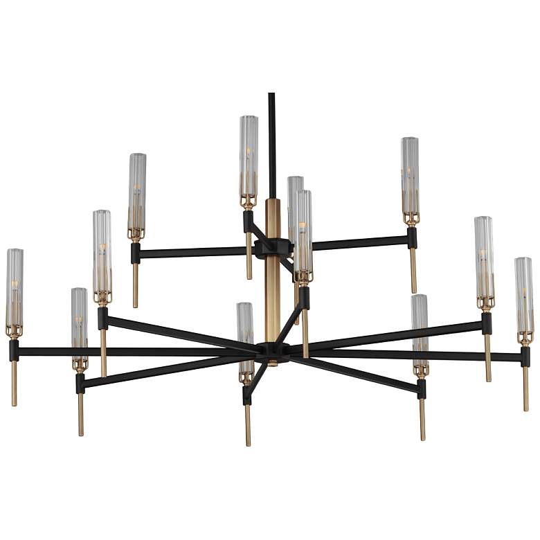 Image 3 Flambeau 48" Wide Black and Brass 12-Light LED Chandelier more views