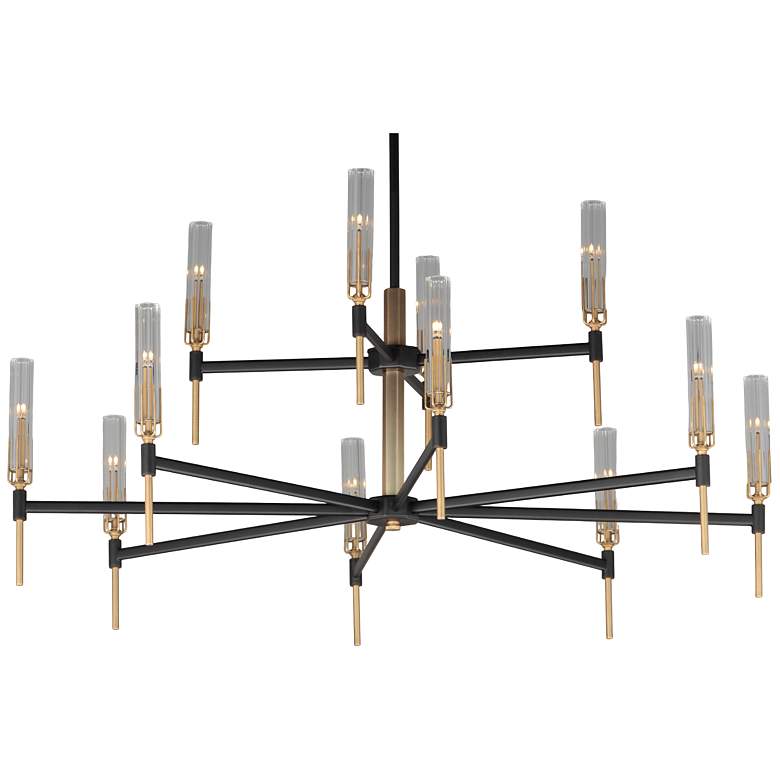 Image 4 Flambeau 48" Wide Black and Brass 12-Light LED Chandelier more views