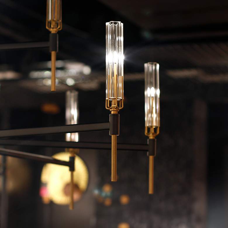 Image 7 Flambeau 48" Wide Black and Brass 12-Light LED Chandelier more views