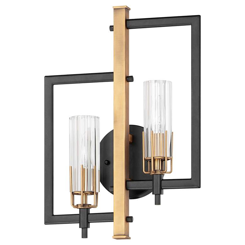 Flambeau 18&quot;H Black and Antique Brass 2-Light Wall Sconce
