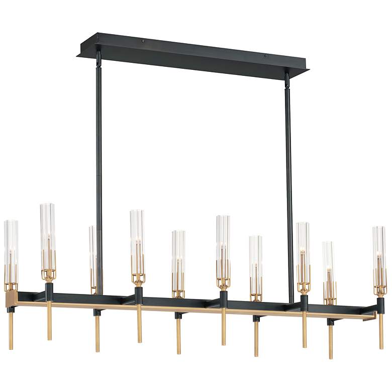 Image 2 Flambeau 45 1/4"W Black Brass 10-Light Linear LED Chandelier