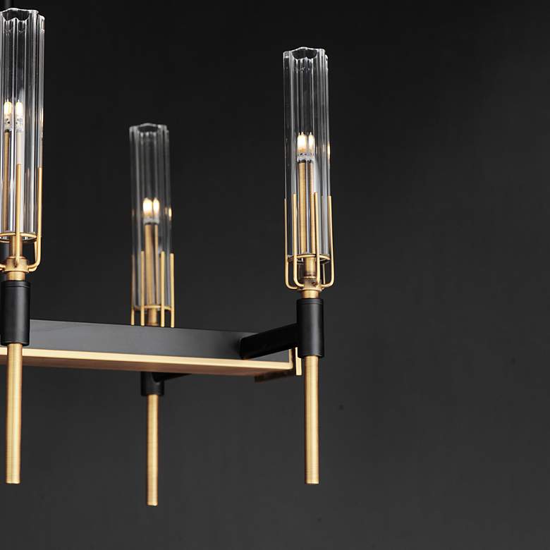 Image 7 Flambeau 45 1/4"W Black Brass 10-Light Linear LED Chandelier more views