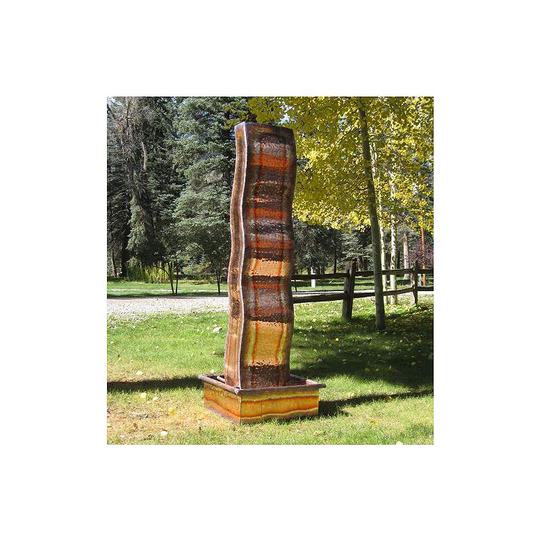 Image 1 Flame 72" High Sculptural Copper Outdoor Fountain
