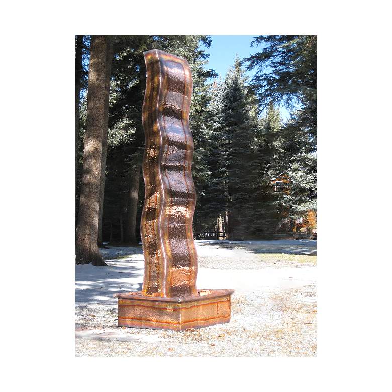 Image 1 Flame 90" High Sculptural Copper Outdoor Fountain