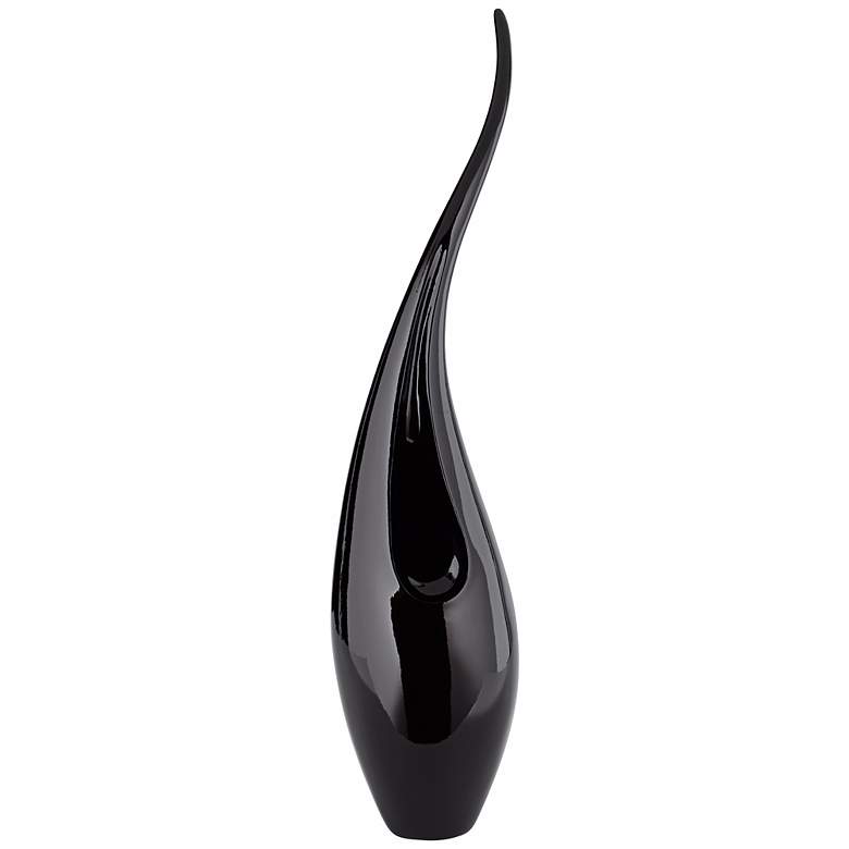 Image 1 Flame Black Lacquer 15 1/2 inch High Vase
