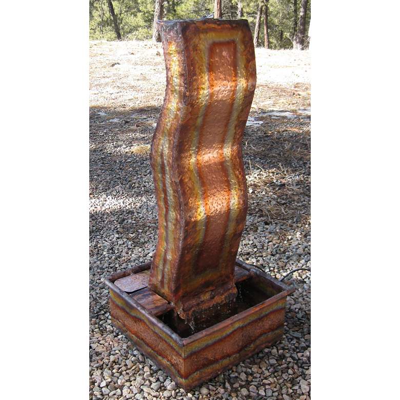 Image 1 Flame Copper 48"H Hand-Made Sculptural Garden Fountain