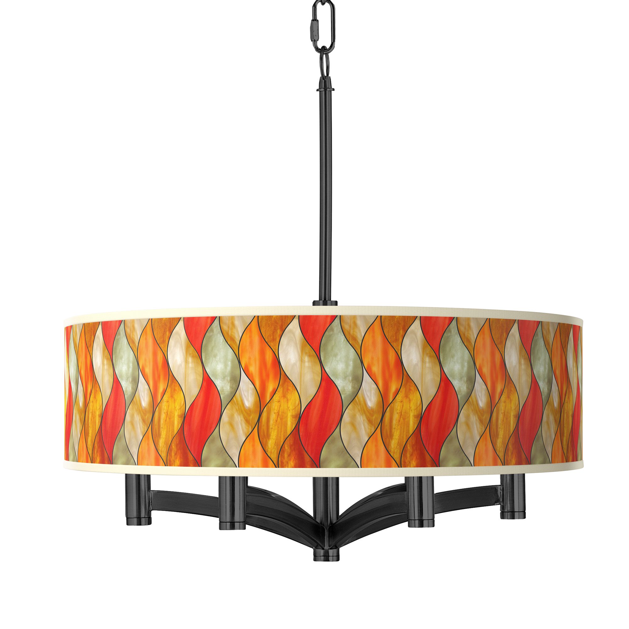 Image Flame Mosaic Ava 6-Light Black Pendant Chandelier