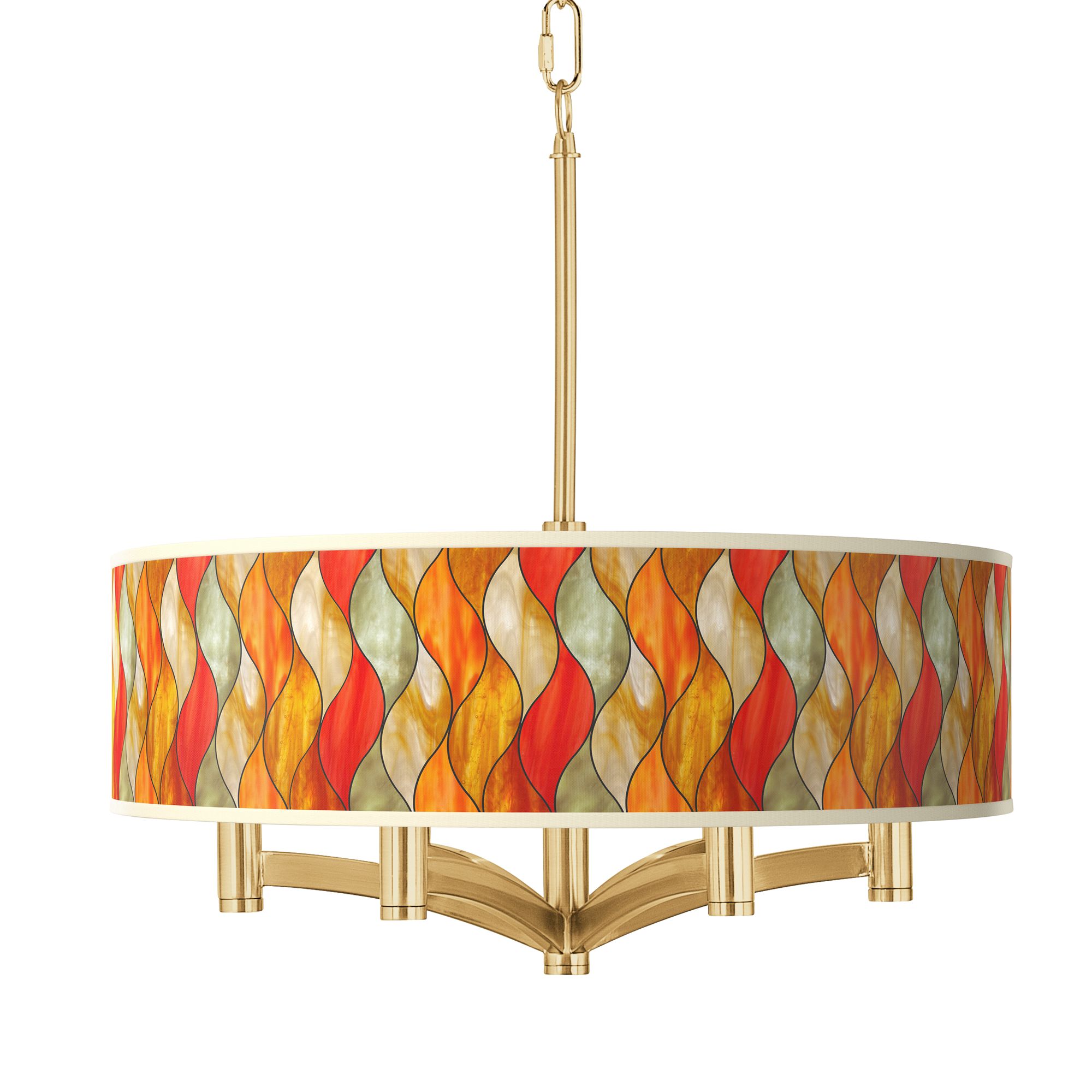 Image Flame Mosaic Ava 6-Light Gold Pendant Chandelier