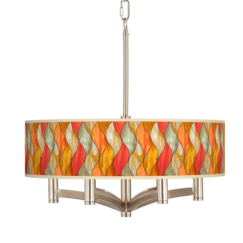 Image 1 Flame Mosaic Ava 6-Light Nickel Pendant Chandelier