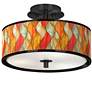 Flame Mosaic Black 14" Wide Ceiling Light