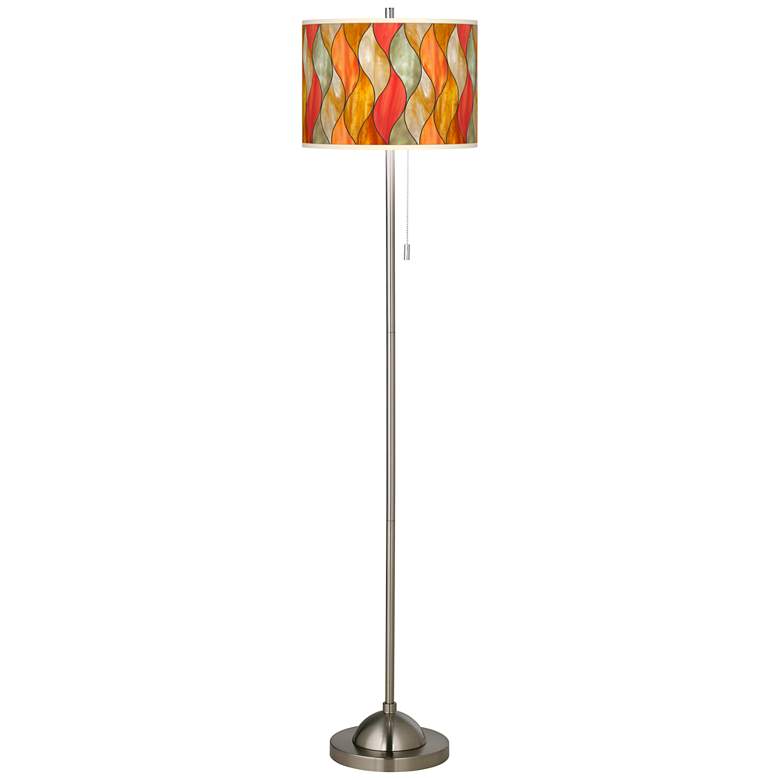 Image 2 Flame Mosaic Brushed Nickel Pull Chain Floor Lamp