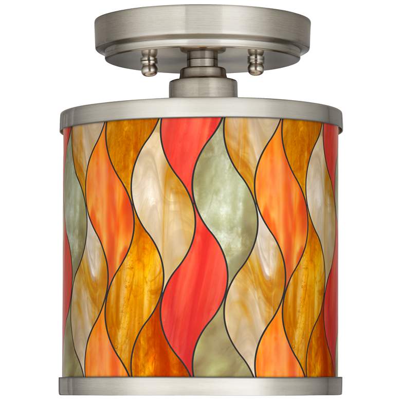 Image 1 Flame Mosaic Cyprus 7 inch Wide Brushed Nickel Ceiling Light