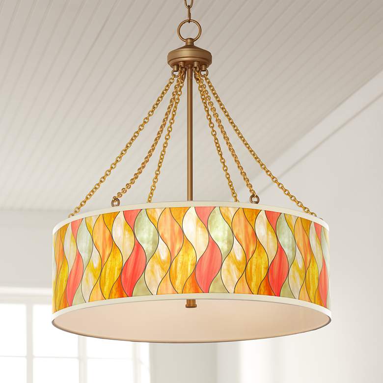 Image 1 Flame Mosaic Dana Antique Brass Pendant Light