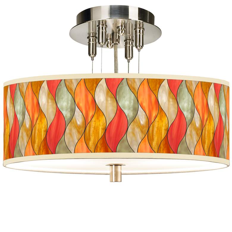 Image 1 Flame Mosaic Giclee 14 inch Wide Ceiling Light