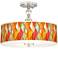 Flame Mosaic Giclee 16" Wide Semi-Flush Ceiling Light