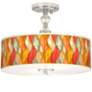 Flame Mosaic Giclee 16" Wide Semi-Flush Ceiling Light