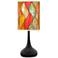 Flame Mosaic Giclee Black Droplet Table Lamp