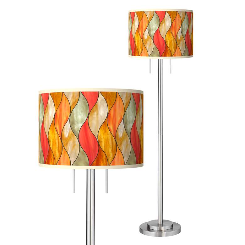 Image 1 Flame Mosaic Giclee Brushed Nickel Garth Floor Lamp