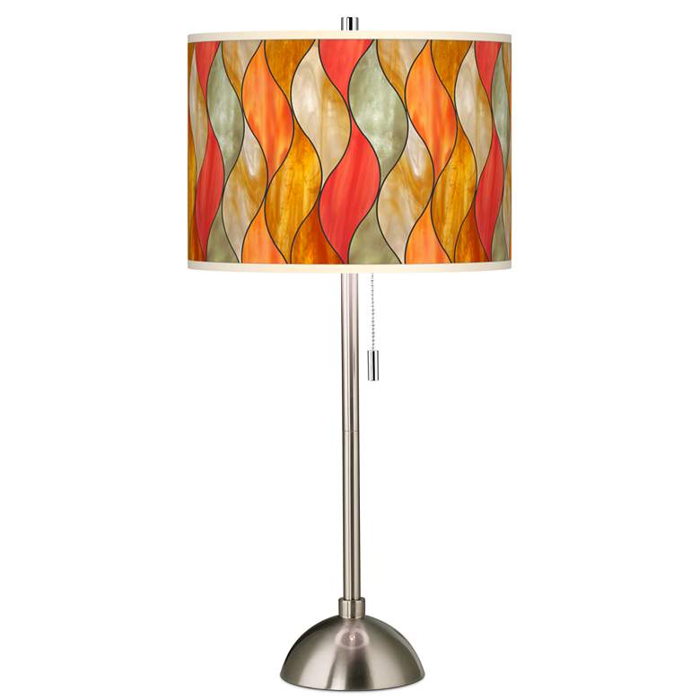 Image 1 Flame Mosaic Giclee Brushed Nickel Table Lamp