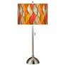 Flame Mosaic Giclee Brushed Nickel Table Lamp