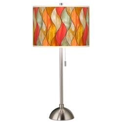Flame Mosaic Giclee Brushed Nickel Table Lamp