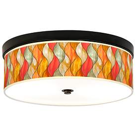 Image1 of Flame Mosaic Giclee Energy Efficient Bronze Ceiling Light