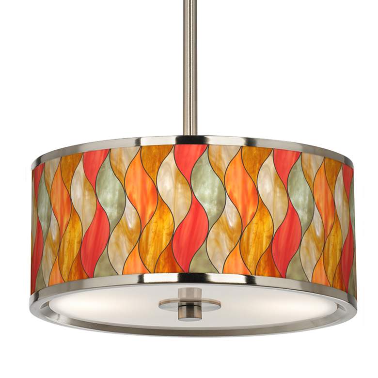Flame Mosaic Giclee Glow 10 1/4&quot; Wide Pendant Light more views