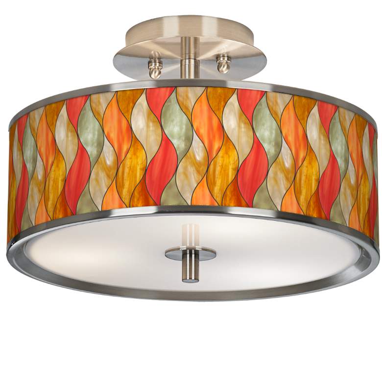Image 1 Flame Mosaic Giclee Glow 14 inch Wide Ceiling Light