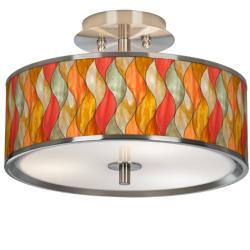Flame Mosaic Giclee Glow 14&quot; Wide Ceiling Light