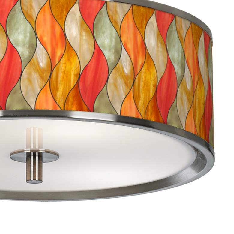 Image 3 Flame Mosaic Giclee Glow 14 inch Wide Ceiling Light more views