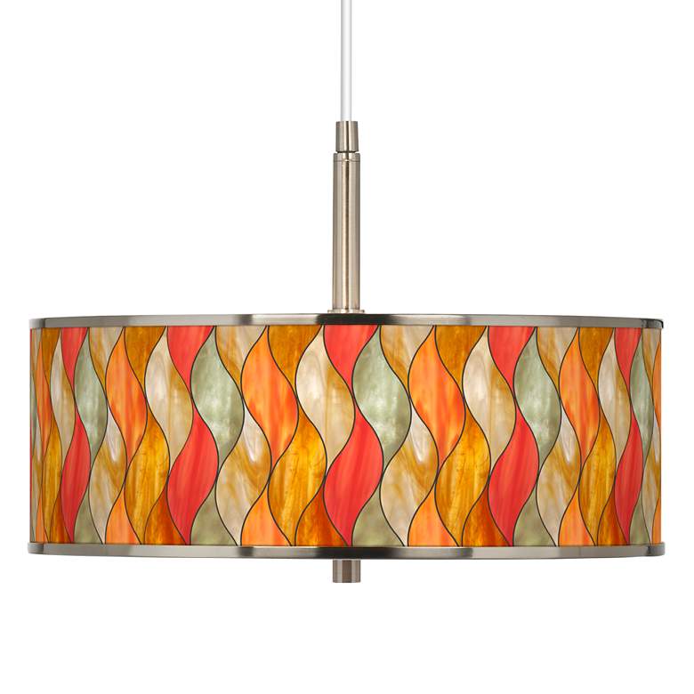 Image 1 Flame Mosaic Giclee Glow 16 inch Wide Pendant Light